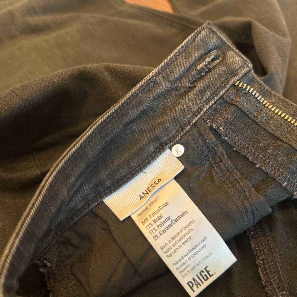 PAIGE High Rise Wide Leg Crop Black Jeans in "Anessa" - Picture 13 of 14